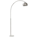 Arched Floor Lamp with Adjustable Head for Reading or Relaxing in Living Room Silver Tone AOSOM