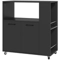 Kitchen Island Trolley with Storage and Wheels for Easy Meal Prep Black