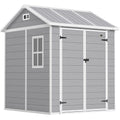 6 x 6ft Garden Storage Shed With Floor Window and Lockable Door for Outdoor Tools Grey