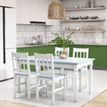 Set of 4 Wooden Dining Chairs with Slat Back Ideal for Kitchen or Dining Room White AOSOM