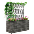 Light Grey Rattan Garden Planter with Trellis for Climbing Plants and Outdoor Display