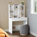 White Vanity Desk with Mirror and LED Lights with 3 Color Modes for Bedroom by Vasagle