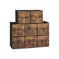 Rustic Brown Set of 8 Foldable Fabric Storage Cubes for Clothes and Home Organisation by Songmics
