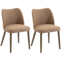Dining Chairs with Padded Seat and Curved Backrest for Comfortable Family Meals Brown AOSOM