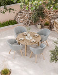 Roma 4 seater round terrazzo dining set with four Sol rope chairs, seen from above