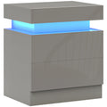 Bedside Table with Adjustable LED Lighting and Two Drawers for Organised Bedroom Storage Grey