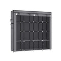 Grey Portable Wardrobe with Shelves and 4 Hanging Rails for Bedroom and Living Room by Songmics