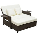 2 Seater Rattan Daybed Outdoor, Brown Outsunny