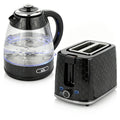 Fast Boil Kettle and 2 Slice Toaster Set with Adjustable Browning Control Black AOSOM