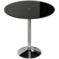 2 Seat Round Black Glass Dining Table for Small Spaces with Stable Metal Base Homcom