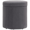 Grey 40cm Round Storage Ottoman Corduroy Footstool with Removable Lid and Legs by HOMCOM Homcom