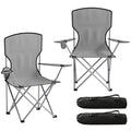 Folding Camping Chairs Set of 2 for Stable Outdoor Seating with Carry Bags Grey