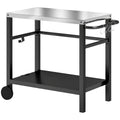 Outdoor Grill Dining Cart with Stainless Steel Top and Wheels Charcoal Grey by Outsunny