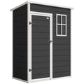 5x3ft Metal Shed with Lock, Window, Pent Roof for Secure Garden Tool Storage, Black Outsunny