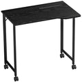 Compact Folding Desk on Wheels with Storage Shelf for Home Office or Study Black AOSOM