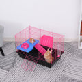 Small Animal Metal Cage With Tunnels For Hamsters And Guinea Pigs Pink AOSOM
