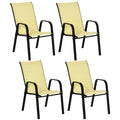 Set of 4 Stackable Patio Chairs, Yellow Outsunny