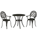 Three Piece Black Aluminium Garden Bistro Set Weather Resistant by Outsunny