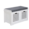 Shoe Storage Bench With Cushion and Drawers - White/Grey Homcom