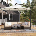 Image of a beige 3m Cantilever Garden Parasol With LED Lights