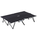 Double Folding Camping Bed for Two with Steel Frame and Carry Bag Black