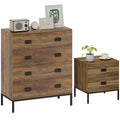 Bedroom Storage Set with Chest and Bedside Table for Organised Clothes and Essentials Coffee