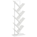 Tree Bookshelf with Eight Sections for Compact Book and Media Storage White AOSOM