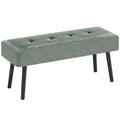 End of Bed Bench with Padded Seat and Steel Legs for Bedroom or Hallway Green Corduroy by HOMCOM Homcom