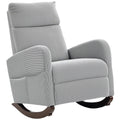 Rocking Armchair With Corduroy Upholstery Ideal For Relaxing In Living Room Grey
