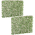 Expandable Garden Trellis Fence with Faux Eucalyptus Leaves for Patio or Balcony Privacy