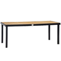 Large Aluminium Rectangular Garden Dining Table for 8 People Faux Wood Top Patio Table 190cm by Outsunny