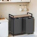 Double Laundry Hamper with Shelf and Two Removable Bags for Clothes Sorting by Vasagle