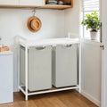Double Laundry Hamper with Removable Bags and Sturdy Frame for Sorting Clothes by Vasagle