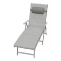Folding Sun Lounger With Breathable Fabric & Padded Cushion With Neck Pillow by SONGMICS Songmics