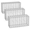 Set of 3 Metal Gabion Cages with 5 x 10 cm Wire Mesh for Garden Landscaping by Songmics Songmics