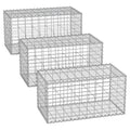 Set of 3 Metal Gabion Cage Baskets with 5 x 10 cm Mesh Ideal for Stone Walls by Songmics Songmics