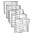 Set of 5 Metal Gabion Cage Baskets 90x90x30cm for Stone Retaining Walls by Songmics Songmics