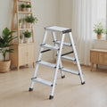 4 Step Aluminium Ladder with Non Slip Treads and 150 kg Capacity for Home Use by Songmics