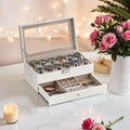 Lockable 12 Slot Watch Box with Glass Lid and Drawer for Organised Display by Songmics