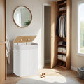 Foldable Bamboo Laundry Hamper with Lid and 3 Handles 72L Storage Basket by Songmics