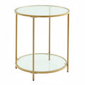 Vasagle Round Glass Side Table with Sturdy Gold Metal Frame for Living Room or Bedroom VASAGLE