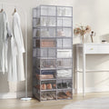Stackable Shoe Storage Boxes Pack of 12 Clear Plastic Organisers for Trainers by Songmics