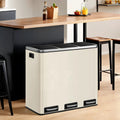 Triple Compartment Kitchen Recycling Bin 3 x 18L Waste Separator with Lids by Songmics