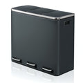 Songmics 3-compartment greenish grey kitchen bin, full front view