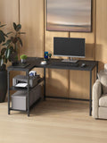 L-Shaped Corner Computer Desk with Storage Shelves and Power Outlets by Vasagle VASAGLE