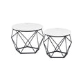 Set of 2 Round Coffee Tables in Cloud White and Ink Black for Living Room by Vasagle