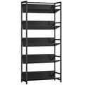 5 Tier Bookcase and Room Divider with Anti Fall Shelves for Organised Storage Black AOSOM
