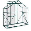 Walk In Polycarbonate Greenhouse With Sliding Door Rain Gutter And Base Frame Green