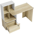 Computer Desk with Lockable Drawer and Shelves for Organised Home Office Oak Wood Effect