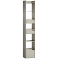 Slim Bookcase with Shelves Drawers and Cabinet for Small Room Storage Grey
